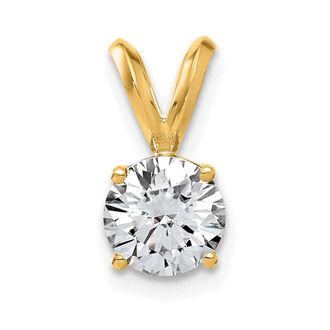 Diamond2Deal 14k Yellow Gold 1ct. 6.5mm Round Moissanite Solitaire Pendant