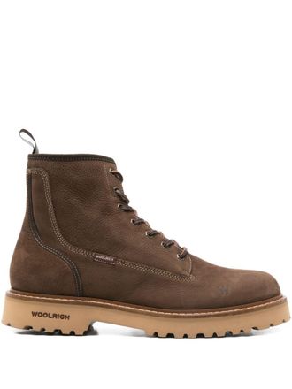 Woolrich Woolrich Brown Calfskin Lace-Up Boots