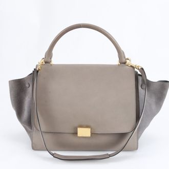 Celine Beige Gray Leather Handbag Shoulder Bag Tote Bag (Pre-Owned)