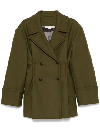 Remain pleated peacoat - women - Viscose/Polyamide/Wool - 34 - Green