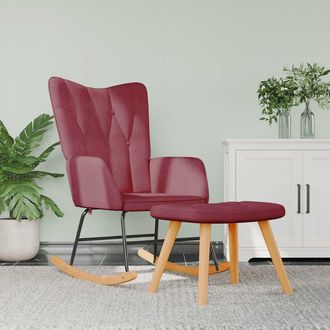 Les Tendances Les Tendances - Silla Mecedora Con Reposapi&eacute;s Tela Rojo Tinto Vidaxl