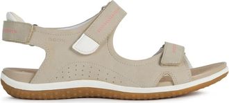 Geox Beige Platte Sandaal Vega - Dames - Sandalen - Beige - 37 EU - Schoenen