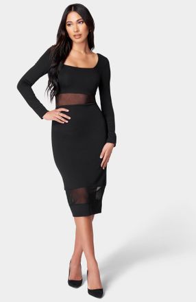 Bebe Womens Square Neck Midi Dress