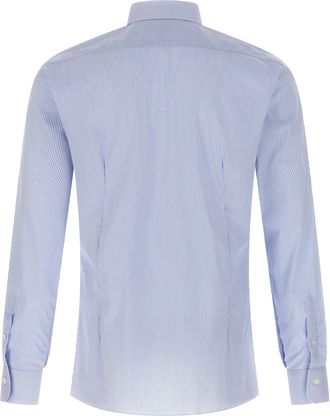 Barba Striped Cotton Poplin Shirt - Blue