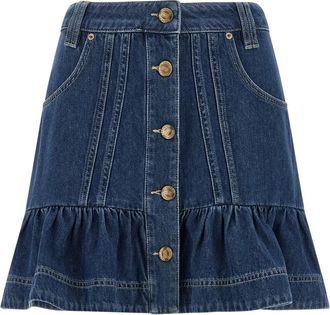 Farm Rio Minirok met ruches - Dames - Spijkerrokken - Blauw - W26 - Katoen - Rokken