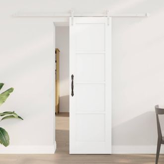 Berkfield Home Sliding Door with Hardware Set White 61x198.5 cm Solid Wood Pine