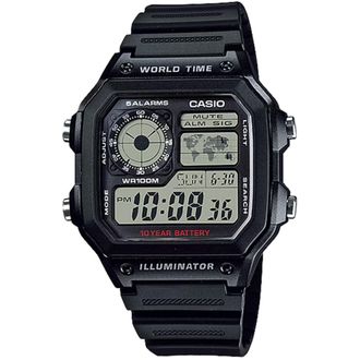 Casio Mens Multi-Function Digital World Time Watch - AE-1200WH-1AV