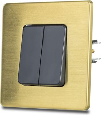 OEM Interruptor De Luz Doble Para Escaleras, Color Gris, Acero Cepillado, Lat&oacute;n Pvd