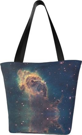 AOOEDM Nebula Galaxy Reusable Tote Bag Women Casual Handbag Shoulder Bags for Shopping Groceries Travel Outdoors