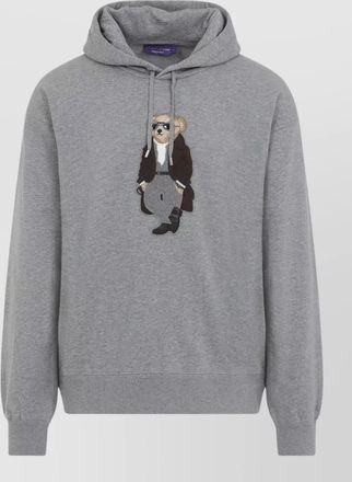 Ralph Lauren Purple Label bear logo hoodie ribbed cuffs hem hood