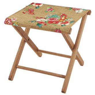 Vent de Boh&egrave;me Taburete plegable de eucalipto y tela outdoor gr&agrave;fica dorada