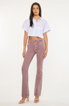 Kancan Max Mid Rise Trouser Bootcut Jeans in Mauve at Nordstrom, Size 29