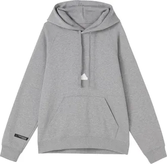 adidas Mens adidas Solid Color Logo Hooded Loose Long Sleeves Gray HN1950