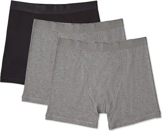 MeMoi Assorted 3-Pack Cool Stretch Cotton Boxer Briefs in Black-Gray-Gray at Nordstrom, Size Xx-Large