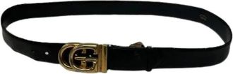 Gucci Pre-owned Interlocking Logo Buckle Belt - Dames - Vintage Accessoires - Zwart - ONE Size - Leer - Vintage