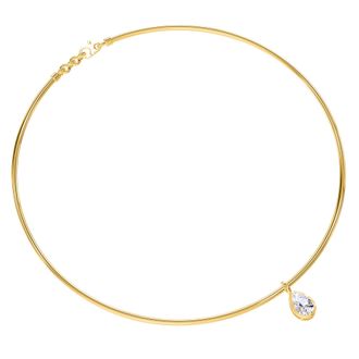 Diamond2Deal 18k Vermeil Plated 1 Ct Pear Cut Lab Grown Diamond Pendant Necklace 18