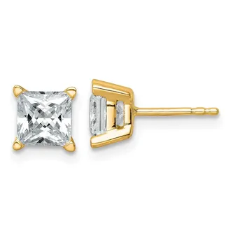 Diamond2Deal 14k Gold 2 ctw Princess Lab Grown Diamond Stud Earrings