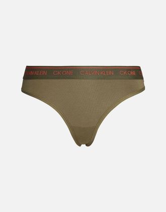 Calvin Klein Womens CK One Cotton Modal Blend Thong, Muted Pine - Tan - Size: 10/8/10