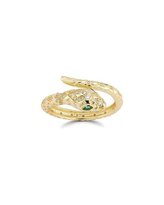 Sphera Milano 14K Over Silver Cz Snake Bypass Ring