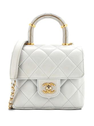 Chanel Crush Top Handle Flap Bag Quilted Lambskin Mini crossbody bag - Grey