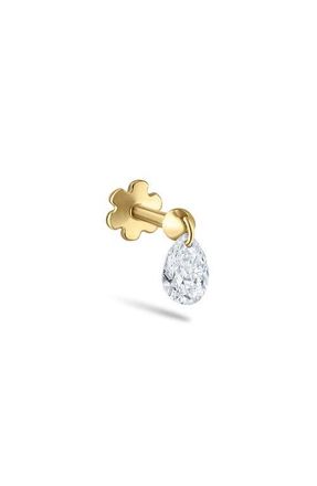 Maria Tash Single Floating Pear Diamond Charm Threaded Stud Earring in Yellow Gold at Nordstrom, Size 4