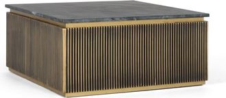 Giner&Colomer Mesa de centro de madera revestida en bronce y tapa de mármol