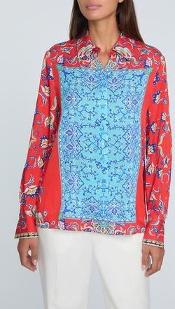 Elie Tahari The Haven Isle of Capri Stretch Silk Shirt in Isle Of Capri Print at Nordstrom Rack, Size X-Small