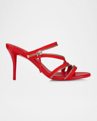 Christian Louboutin 80mm Meryl Zip Strass Leather Sandals