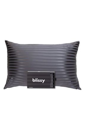 Blissy Mulberry Silk Pillowcase in Grey Stripe at Nordstrom, Size Standard