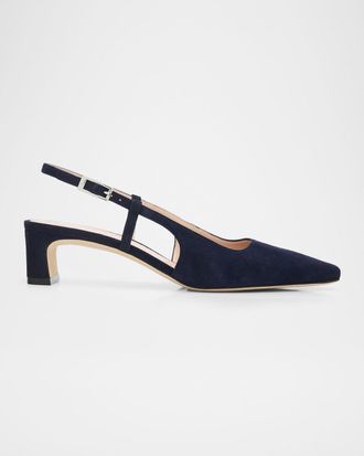 Stuart Weitzman 40mm Baby Babette Suede Slingback Pumps