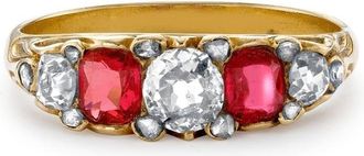 Pragnell 1837-1890 18kt yellow gold diamond and ruby ring - women - 18kt Yellow Gold/Diamond/Ruby - O