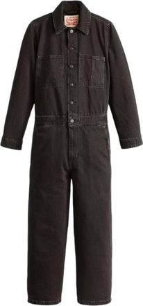 Levi's Dames Iconische Denim Col Droge Wijde Pantalon Lange Mouwen Jumpsuit (Zwart)