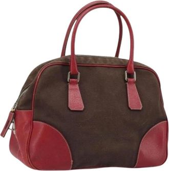 Prada Pre-owned Handbags, female, Brown, Size: ONE SIZE Pre-owned Vintage Canvas Hand Bag