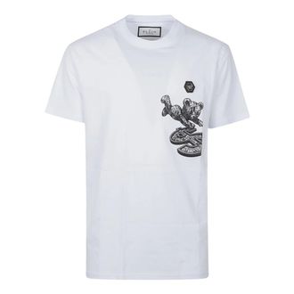 Philipp Plein Camiseta con parche de oso y d&oacute;lar de cuello redondo - Tops - Hombre - Blanco - XL