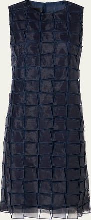 Akris Organza Trapezoid Embroidered Sheath Dress