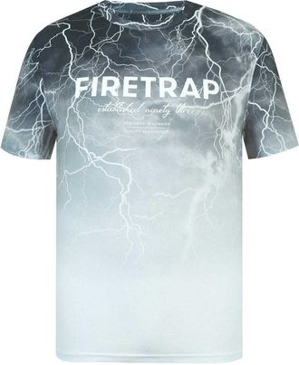 Firetrap Heren T-shirt met all-over print (Donker)