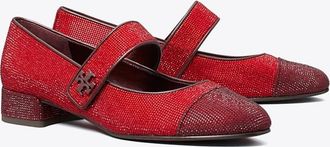 Tory Burch Womens Cap-Toe Mary Jane Pav&eacute; Heeled Ballet, size 6.5