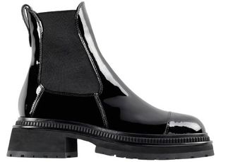 Chanel Black Patent Leather Chelsea Boots Size 40.5