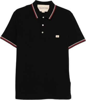 Valentino VLogo Signature katoenen piqu&eacute; poloshirt - Heren - Polos - Zwart - XL - Katoen - Tops