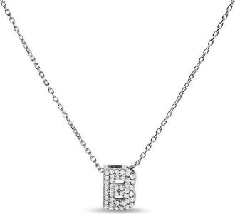 House of Brilliance 10K Gold Diamond Accent A-Z Initial Bubble Pendant Necklace in White | B at Nordstrom