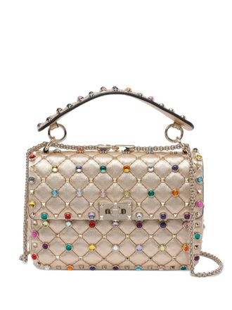 Valentino Garavani quilted laminated leather Rockstud tote bag - Gold
