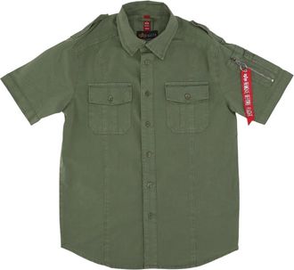 Alpha Industries Short Sleeve Shirts - Heren - Korte mouwen Overhemden - Groen - M - Overhemden