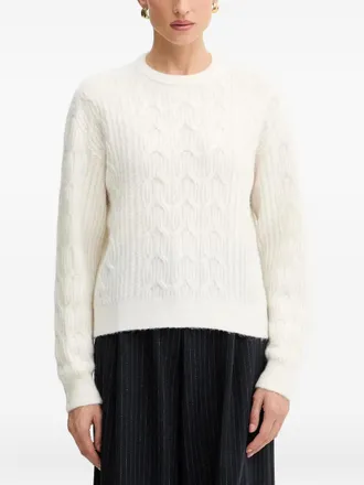 Twin-Set cable-knit crew-neck sweater - women - Other fibres - L - White