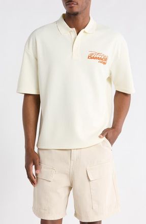 Criminal Damage Invitation Only Graphic Polo in Off-White/Orange at Nordstrom, Size Xx-Large