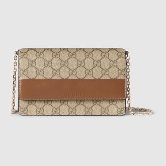 Gucci GG Emblem Wallet On Chain, Brown, Leather
