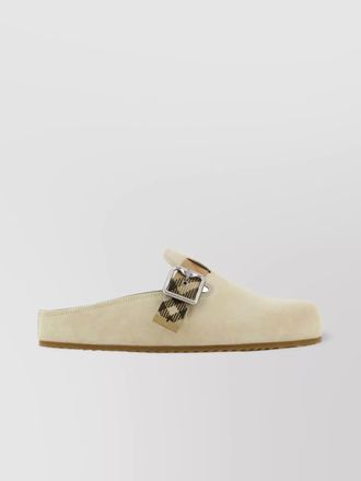 Burberry suede buckle flat open back slippers