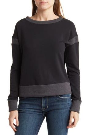 Go Couture Spring Varsity Long Sleeve Tee in Black at Nordstrom Rack, Size X-Large