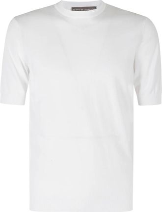 FILIPPO DE LAURENTIIS Maglia Girocollo Cotone Crepe - Heren - Ronde hals truien - Wit - 2XL - Katoen - Truien & Vesten