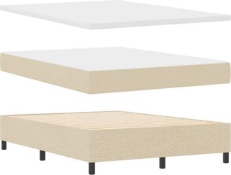 vidaXL Cama Con Box Spring Con Colch&oacute;n Y Banco Crema 160x200 Cm Tela Vidaxl