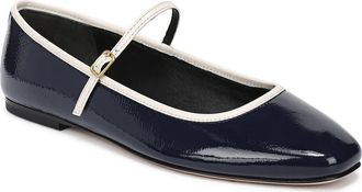 Veronica Beard Ellie Mary Jane Flat in Navy/Ecru at Nordstrom, Size 8.5